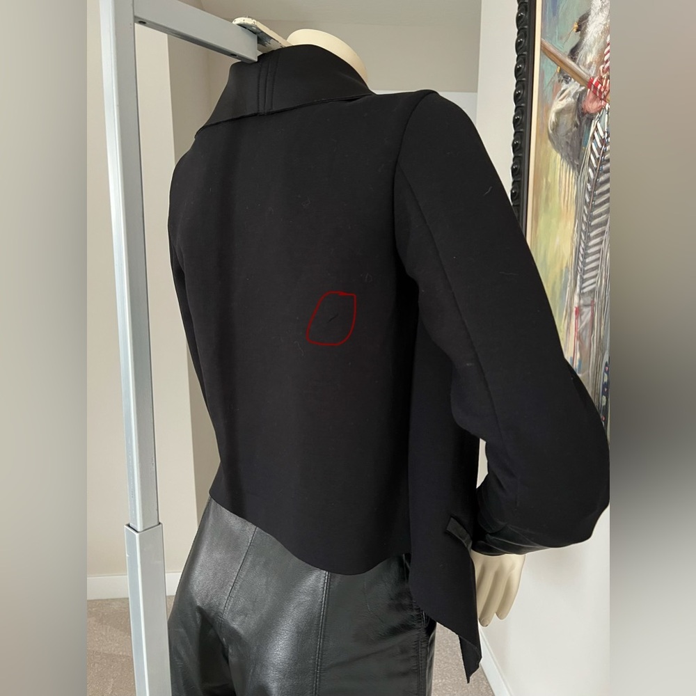 RUDSAK Black Draped Open-Front Jacket with Leather Trim – Modern Statement - Picture 16 of 16